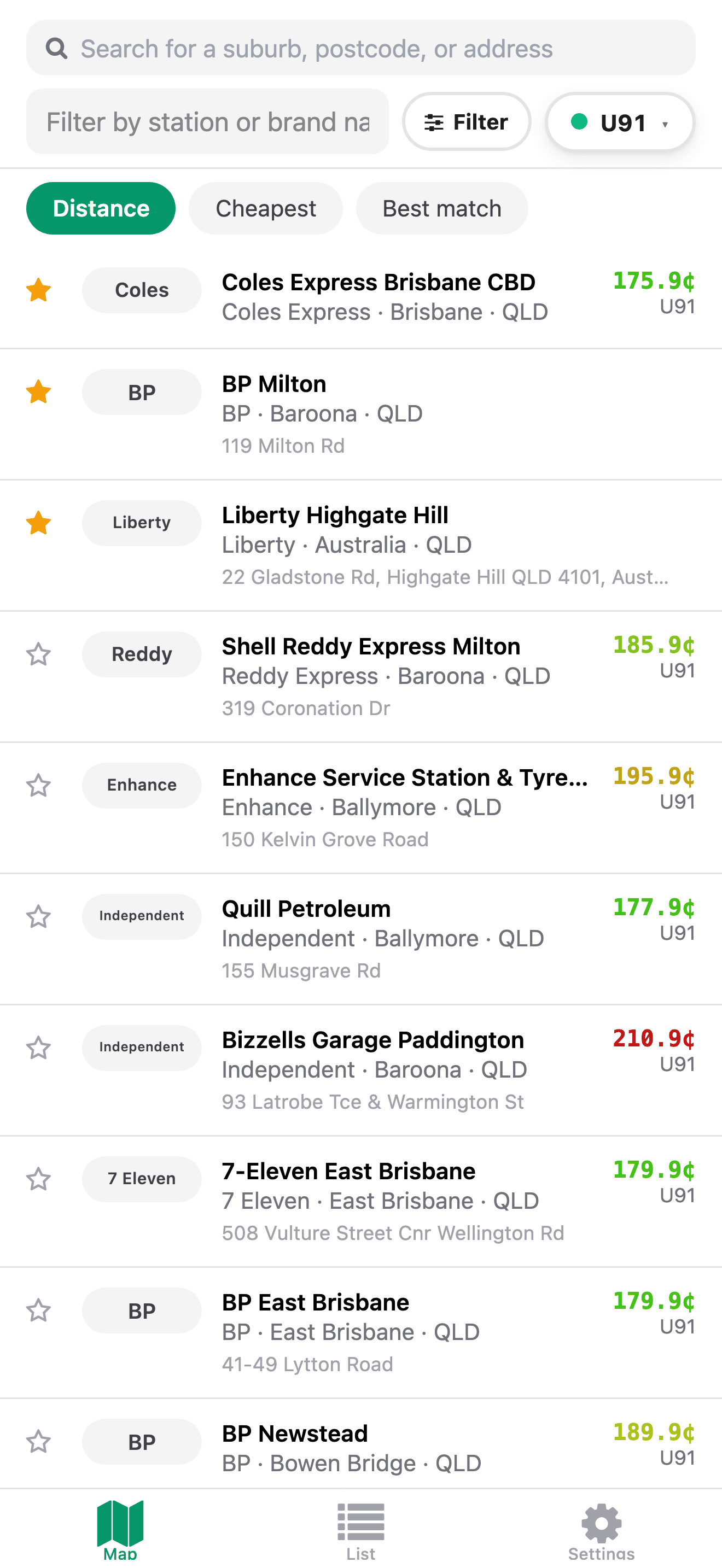 Favourited stations along your daily route